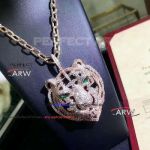 Perfect Replica Cartier Tiger Head Necklace - Rose Gold With Diamonds